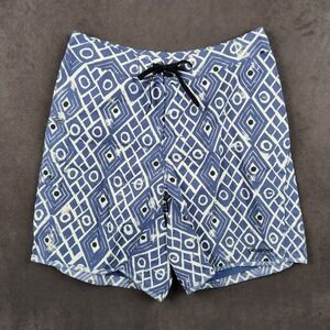 Patagonia‎ Paddler Board Shorts Mens 34 Blue Argyle Rain Lined Beach Surf 86515